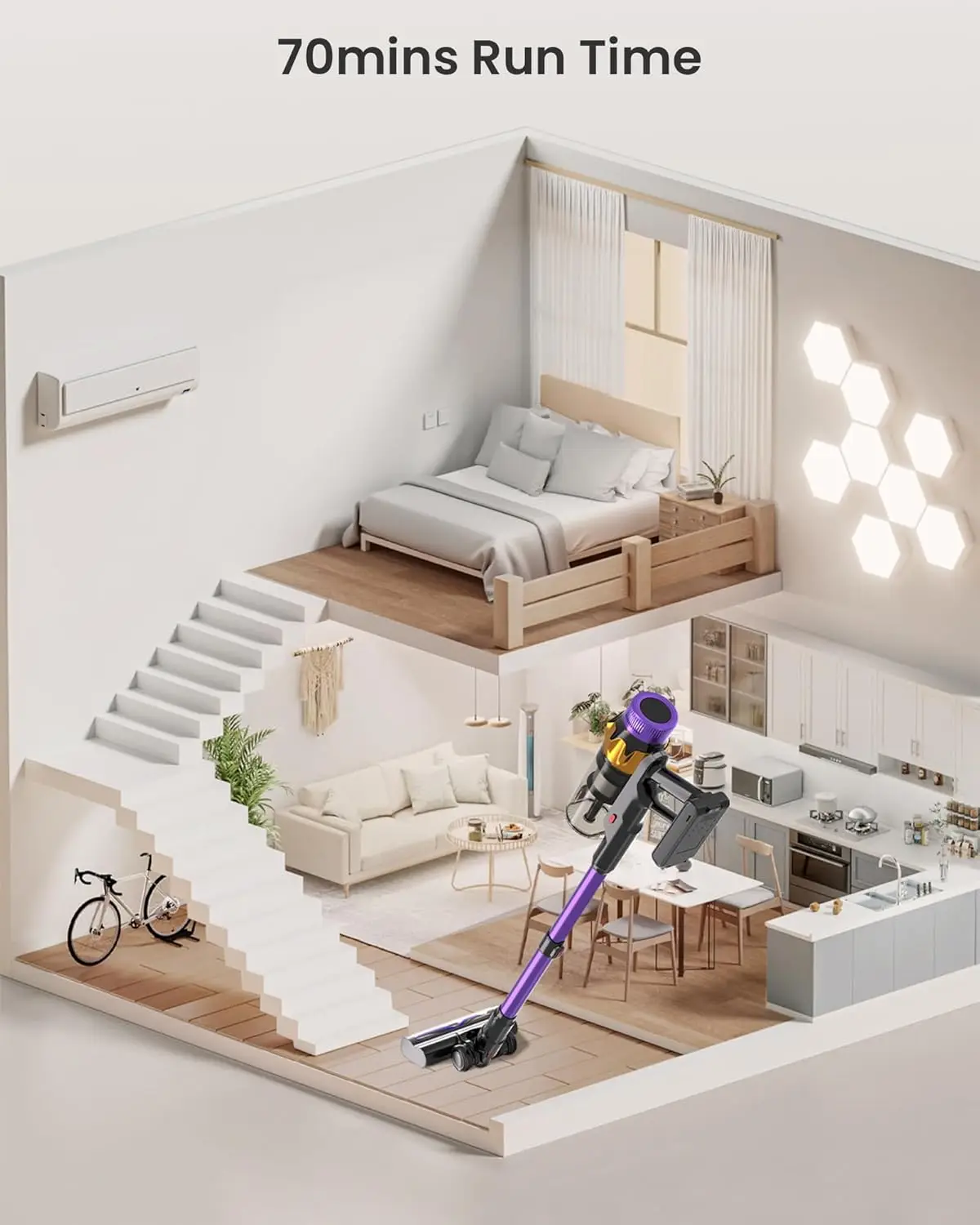 진공 청소기, 580 48KPA 0인치 괭이는용 진공 청소기, 셀프 샌딩 코드 진공 충전식 진공 청소기