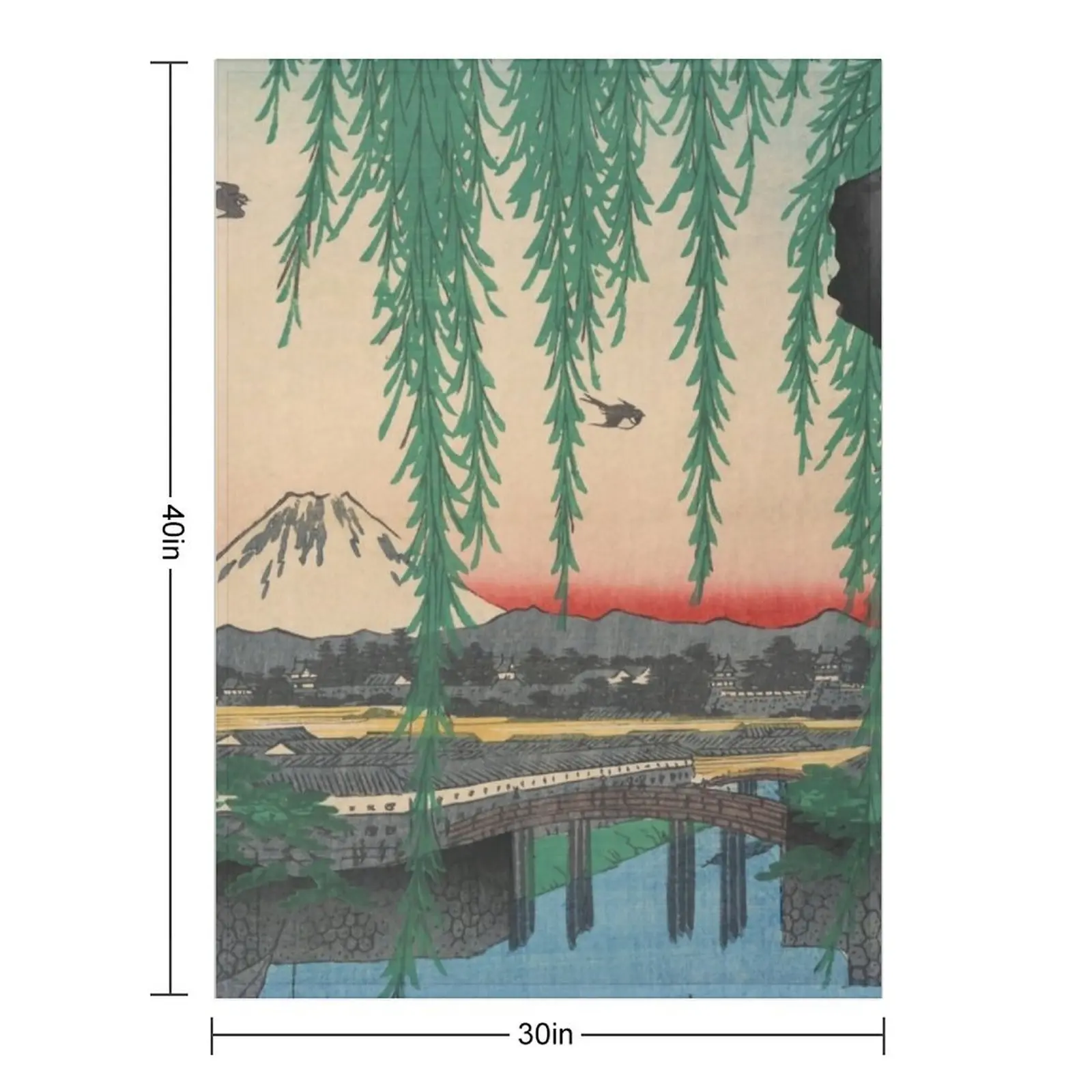 Mount Fuji from Yatsumi Bridge Ukiyo-e Japanese Art Throw Blanket Soft Plush Plaid Blankets For Baby Luxury St Shaggy Blankets