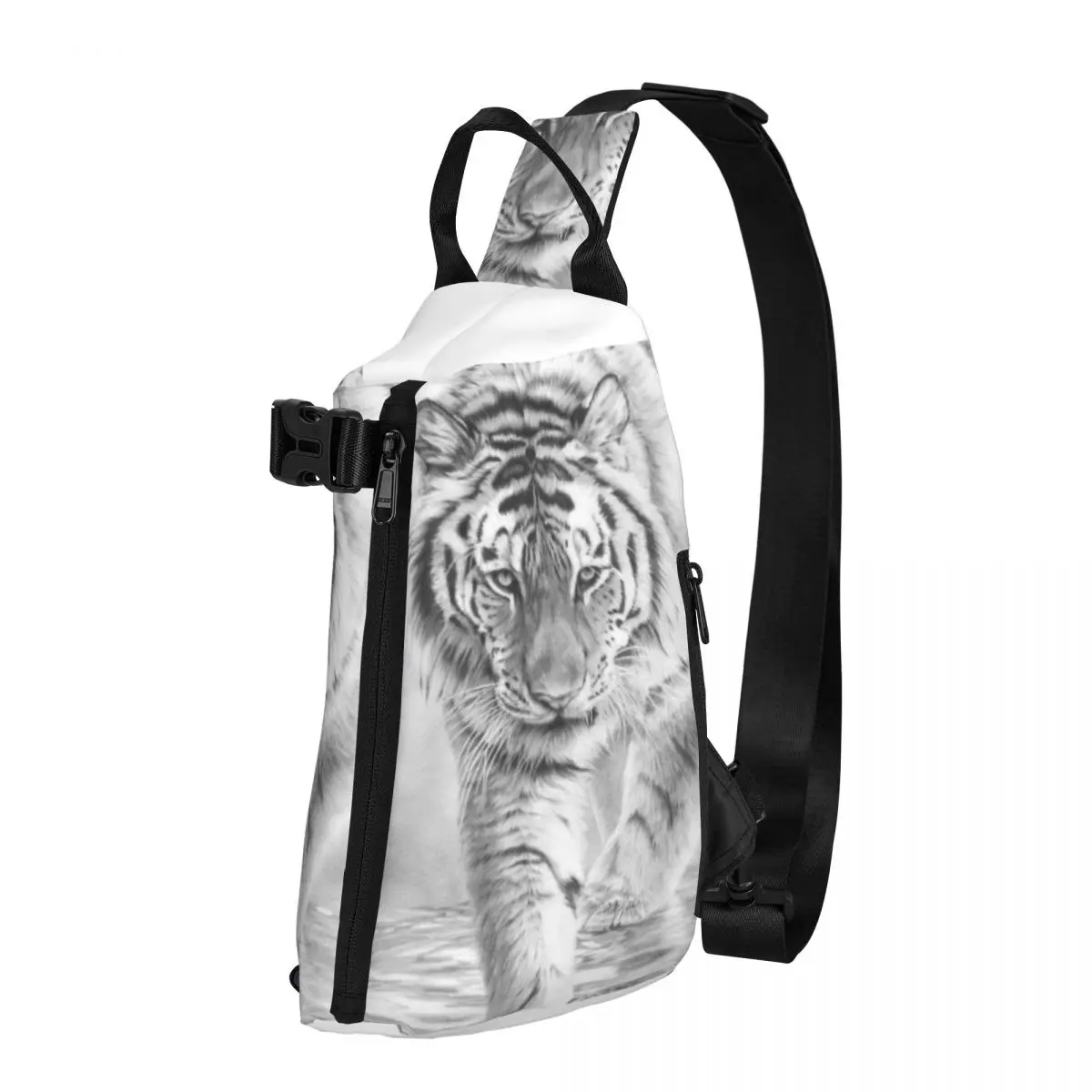 Walking Tiger Shoulder Bags Animal Streetwear Chest Bag Boy Cycling Print Sling Bag Novelty High School Small Bags