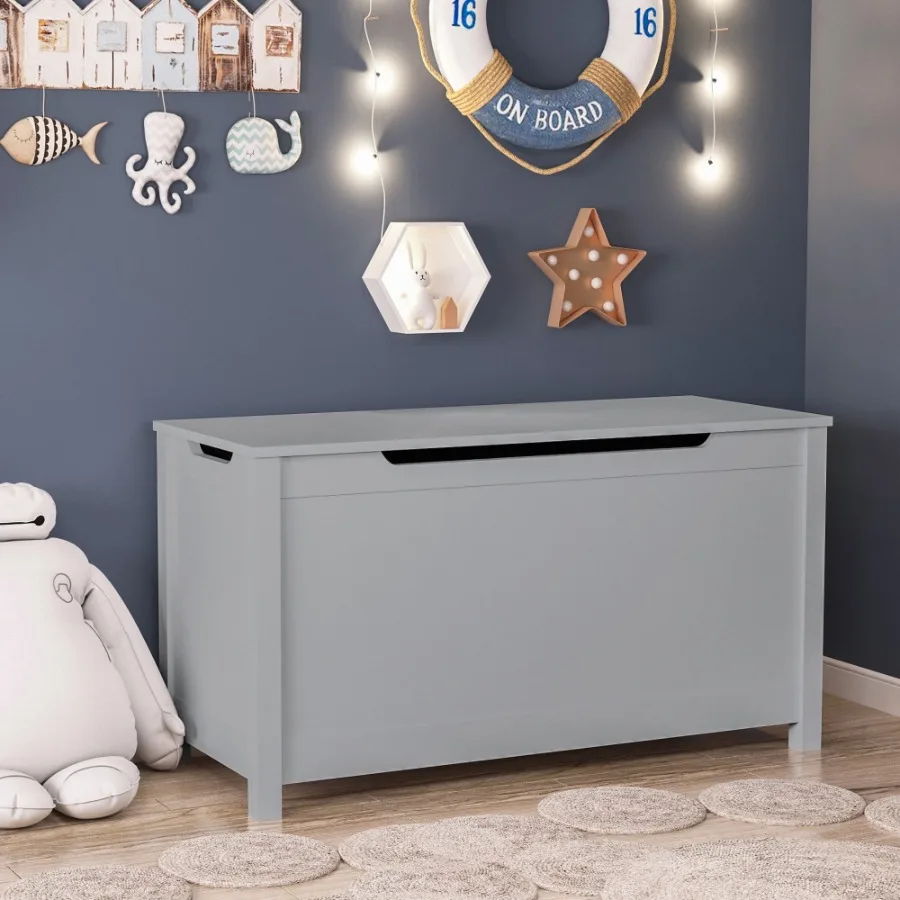 

Toy Storage Chest, Toy Box Chest Storage with Lids for Nursery Room, Playroom, Closet, Home, 31.5'' x 13'' x 16.7'', Gray