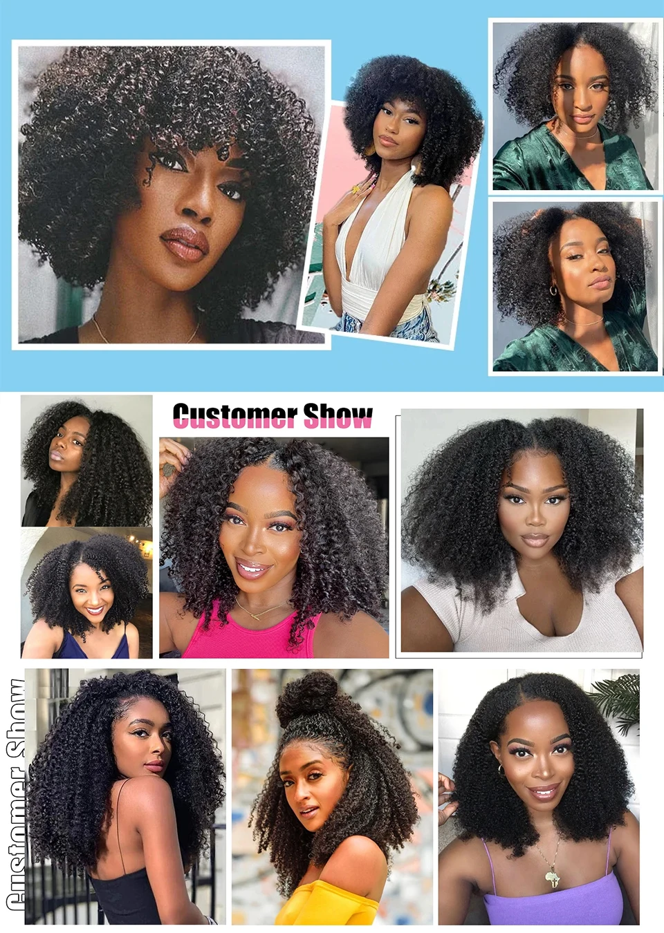 Unprocessed Raw Indian Afro Curly Bundles Human Hair 4A 4B 4C Afro Kinky Curly Human Hair Bundles Double Weft Virgin Human Hair Extensions Natural Color Soft Real Human Hair Weave Bundles For Women Daily Use Birthday Holiday Gift Kpop Popular Hairstyles