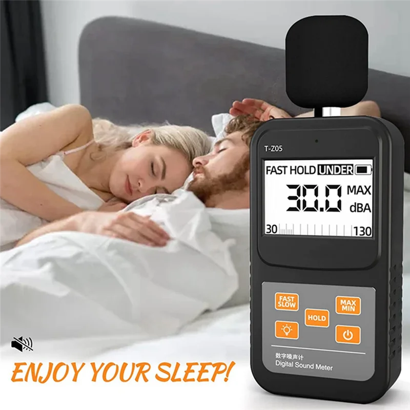 A88Z Digital Sound Level Meter Handheld SPL Meter,30-130DB Audio Noise Measure, Larger Backlit LCD Display For Home Factorie