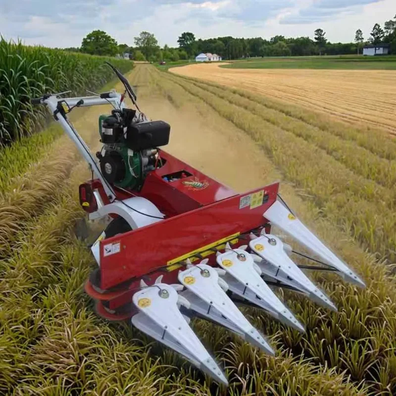 

Agricultural walking tractor installs mini rice, wheat and corn harvester