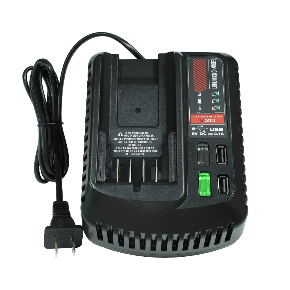

Battery Charger with 2 USB Ports Compatible with For Craftsman 20V Lithium Batteries CMCB202 CMCB204 CMCB102 20V Rapid Charger