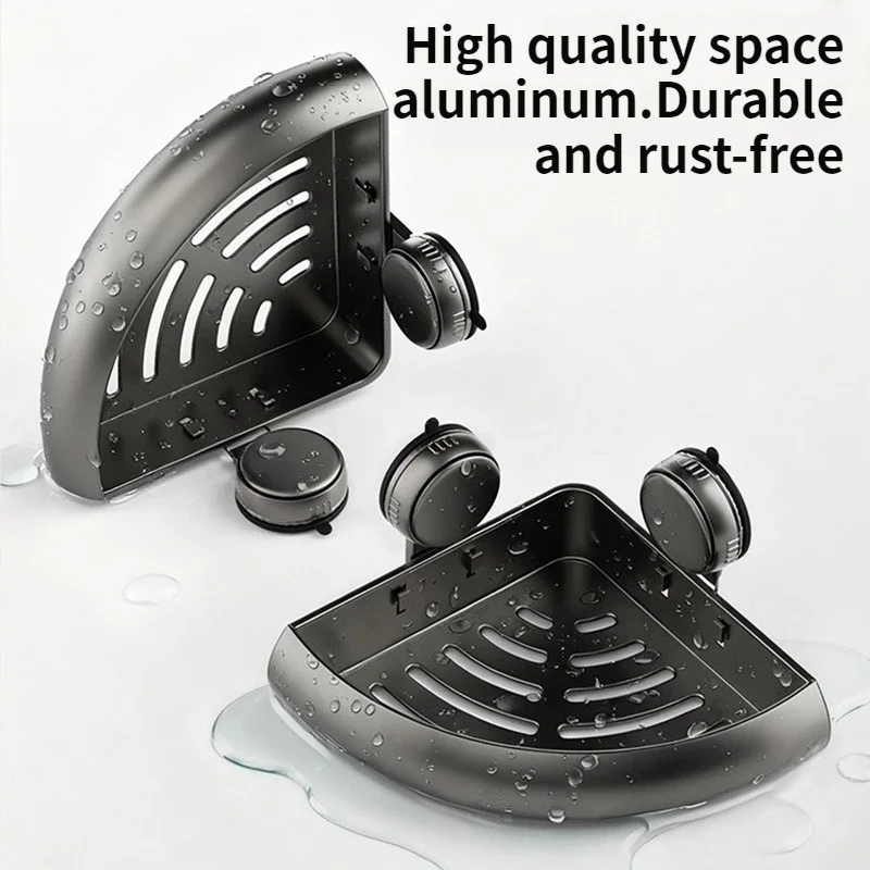 Suction Cup Bathroom Organizer Rack Wall-Mounted Toilet Triangle Corner Storage Shelf No-Drilling Required for Washstand