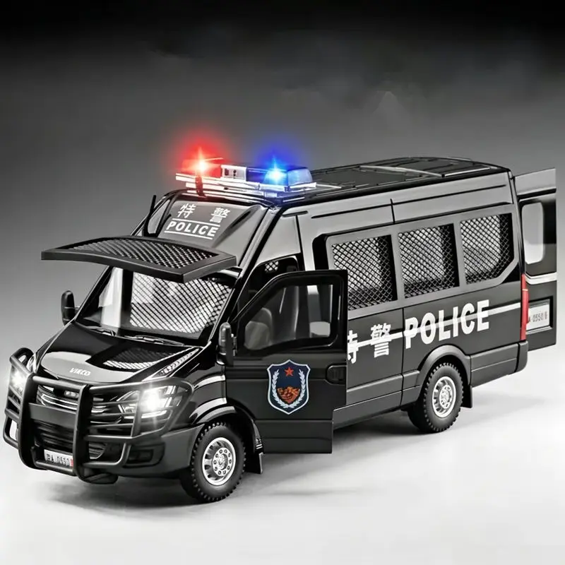 1:24 Alloy Armored Car Model Diecasts Metal Toy Police Anti-Terrorist Explosion Proof Car Vehicles Model Sound Light Kids Gifts