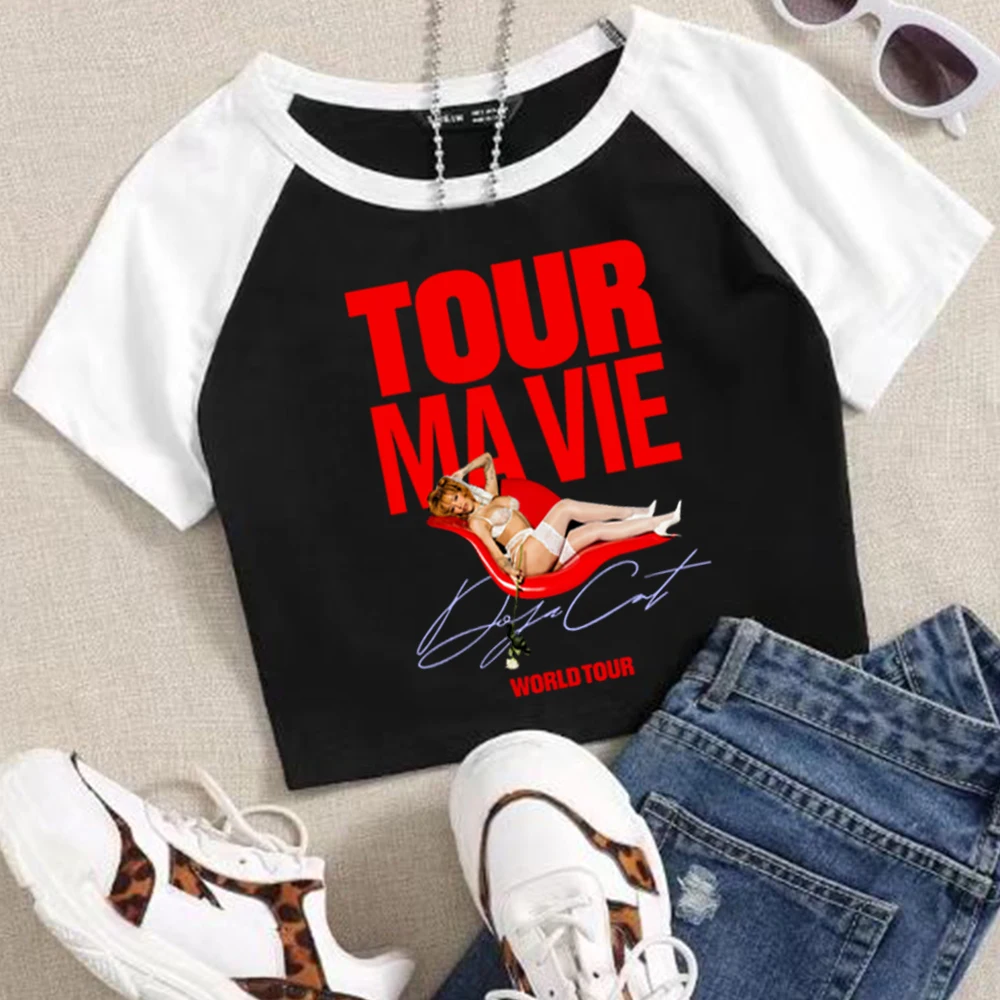 Doja Cat 2025 Tour Crop Tops T-Shirt Girls Fashion Women O-Neck Short Sleeve