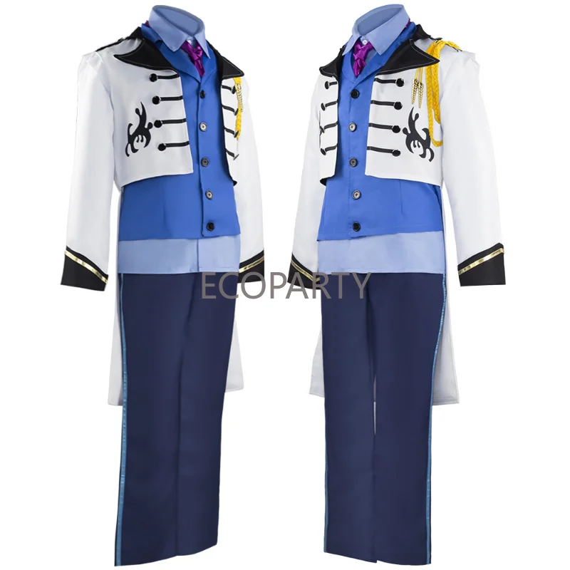 Adult Ice Princess Froze Hans Cosplay Blue Deluxe Suit Christmas Halloween Men Castle Carnival Party Men's Performance Clothing