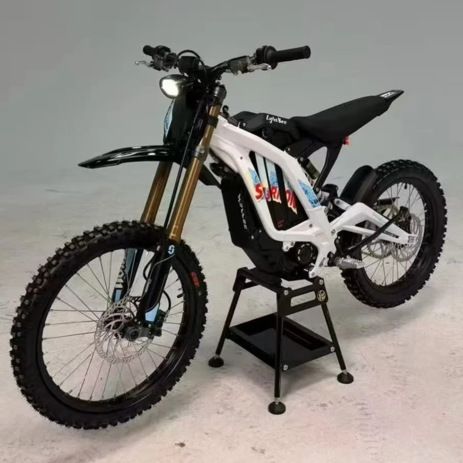Preorder White Surround Light Bee X 2026 72V 35ah 10kw Electric Emoto Suron Full Suspension Dirt Ebike Electric Off Road 80kmh