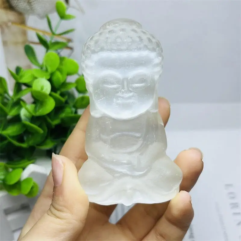 

Natural Selenite Buddha Carving Collection Handicraft Sculptures Reiki Healing Stone Statue Holiday Gift 1PCS