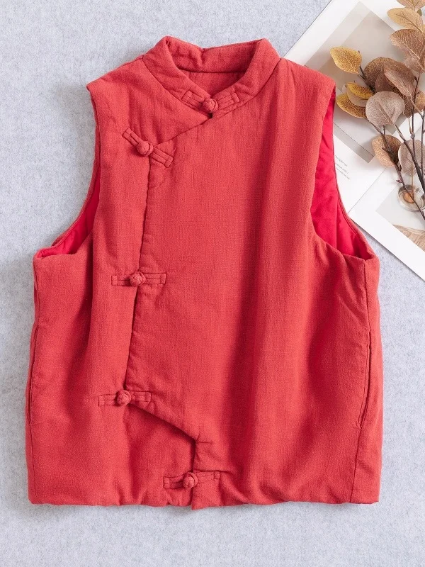 本物の手作りコットンリネンスタンドカラーレトロジャケット新作2024年冬スレ純正品通勤スレシングルボタン