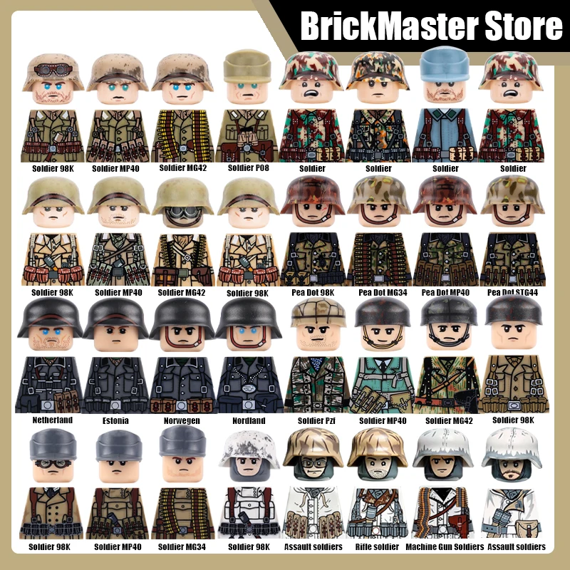Figuras de Soldados do Exército Militar, Blocos de Montar, Oficial, Arma, Guerreiro de Infantaria, Capacete, Medalha, Acessórios, Brinquedo DIY, Presente