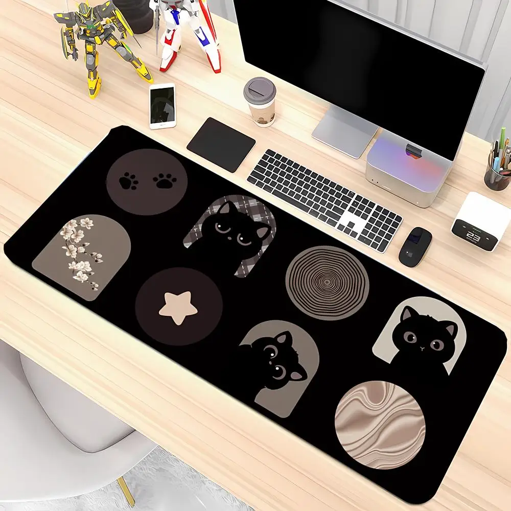 

Коллекция ковриков для мыши с очаровательным черным котом и несколькими узорами Коврик для мыши Большой коврик для мыши