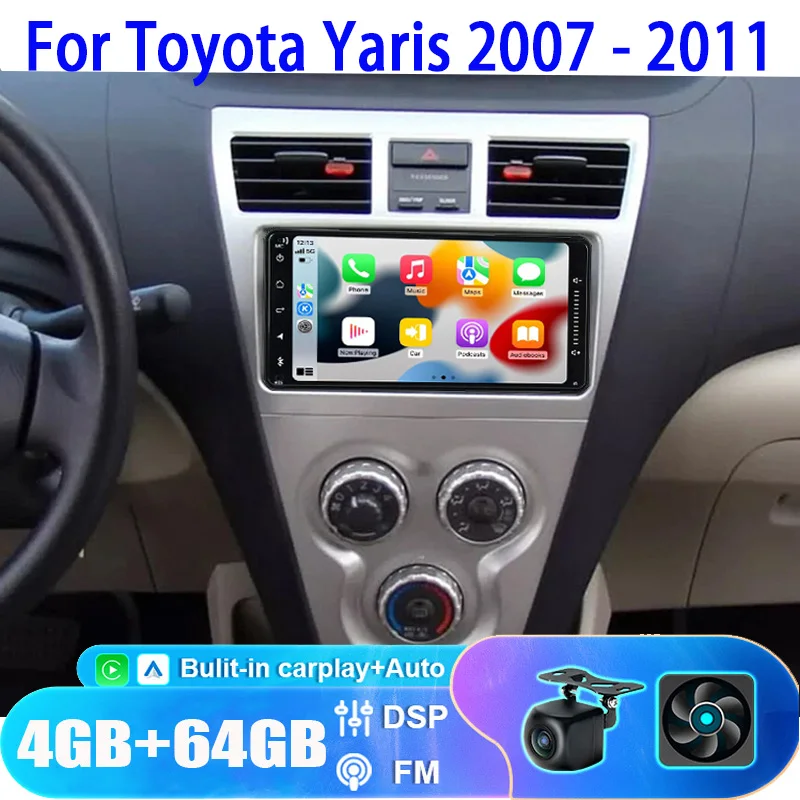 

GPS 7" For Toyota Yaris 2007 - 2011 Apple Carplay Android Car Stereo Radio Head Unit Wireless WIFI Navigation Intelligent