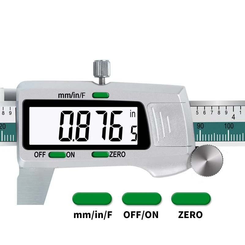 ET50 Stainless Steel Vernier Calipers Green Vernier Calipers With Fractions With Metal Digital Mixed Score Display