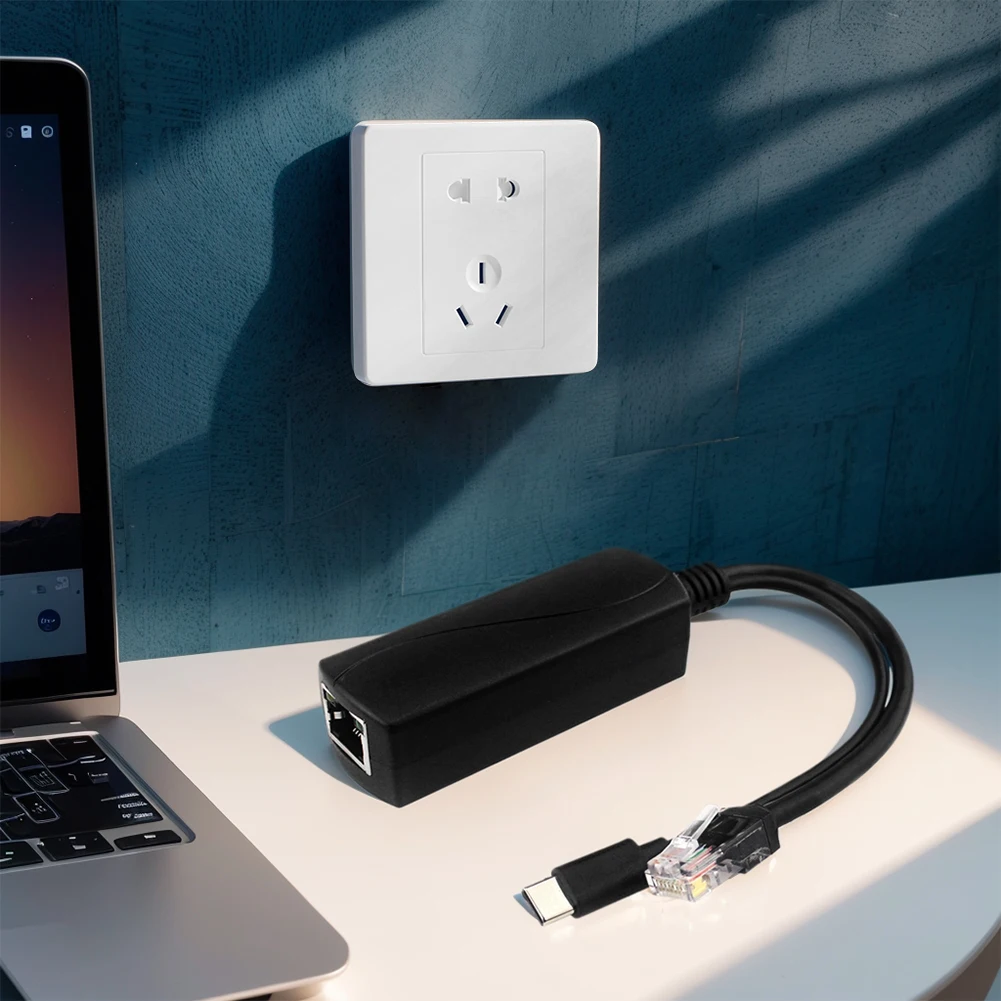 PoE 48V To USB-C 5V/4A Output IEEE802.3af/at Compliant PoE Power Over Ethernet Splitter Adapter Adaptive 10/100/1000Mbps
