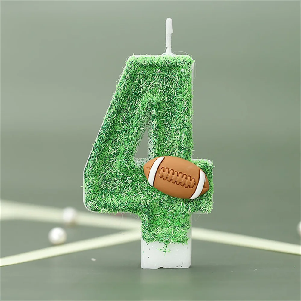 

Children's Birthday Candles 0-9 Number Green Birthday Rugby Candle for Boy Party Cake Topper Decoration