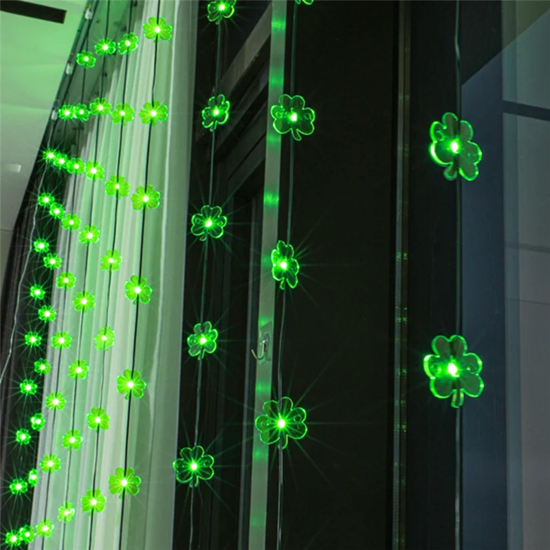 B-Est Shamrock سلسلة أضواء خضراء ST عيد باتريك الأيرلندية شامروك ديكور 8 وضع 3Mx3m 200LED أضواء خرافية شامروك محظوظة سهلة في