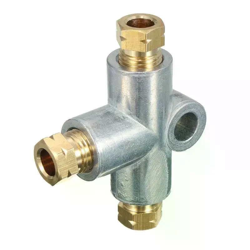 3 Way T Piece Brake M10 Tee Fitting With 3PCS M8 M10 Male Nuts Short Union for Vehicle Brake Line System