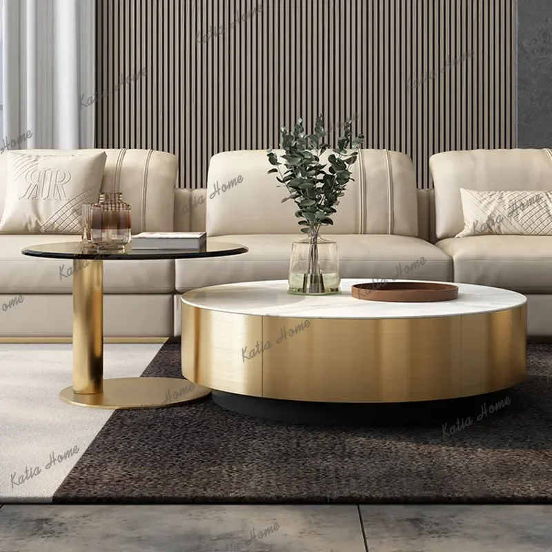 LSCenter Floor Metal Living Room Designer Dining Coffee Tables Console Muebles Hogar Home Furniture Luxury Round Coffee Tables