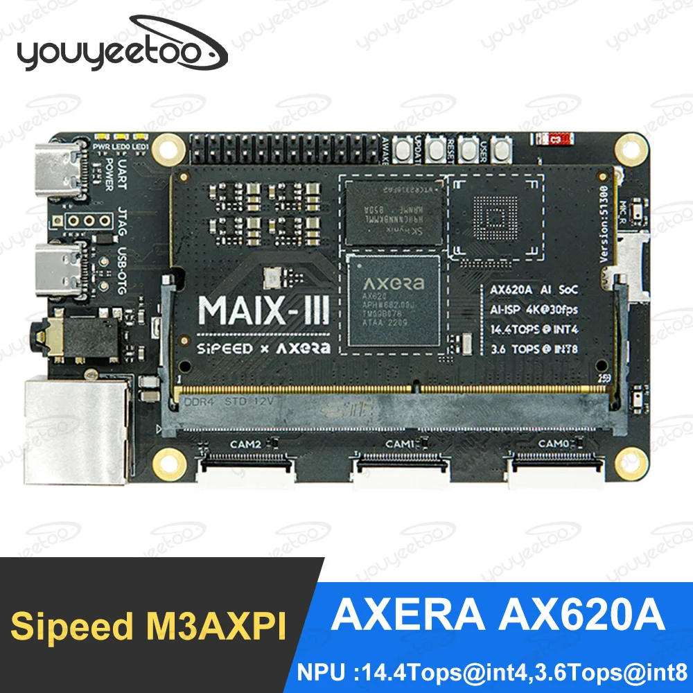 

Sipeed M3AXPI artificial intelligence vision AXERA AX620A 14.4 Tops NPU AI ISP low light night vision Linux development 2G RAM