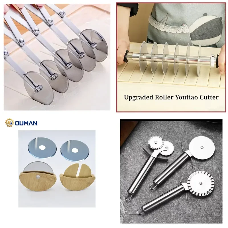 Custom Drawing Services Professional Stainless Steel Adjustable Pizza Roller Cutter 3/5/7 Multi-wheel Dough Divider Pastry