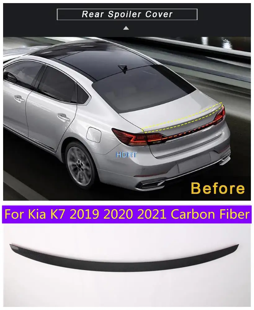 

For Kia K7 2019 2020 2021 Carbon Fiber Exterior 1pc Rear Spoiler Tail Trunk Lip Boot Wing Decoration Car Styling