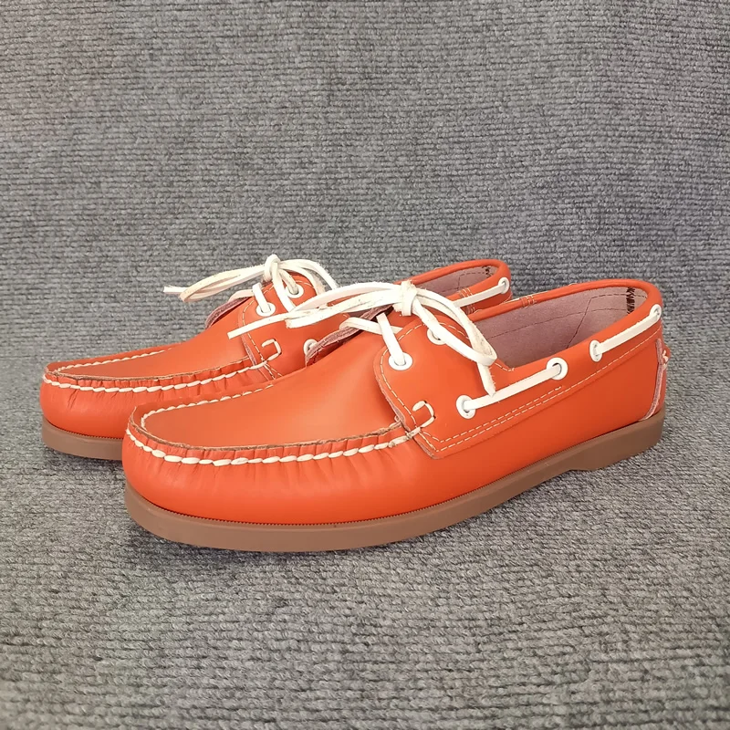 2026 جلد طبيعي قارب الأحذية الأحذية الرجال حذاء كاجوال Handsewn العلامة التجارية الفاخرة المتسكعون الرجال الأخفاف الجلدية الحبوب الكاملة #4