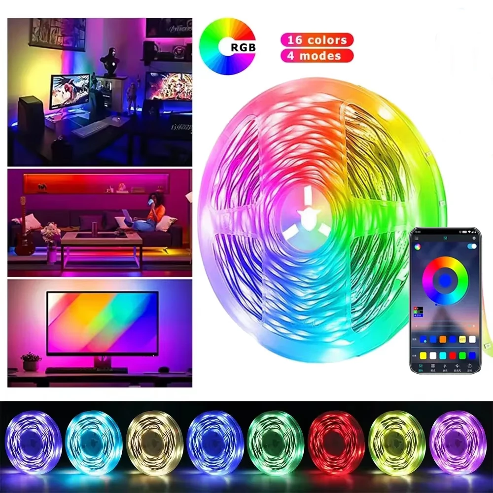 Usb luzes de tira led controle app mudança cor 5050 rgb led luz flexível fita para decoração do quarto tv backlight diodo