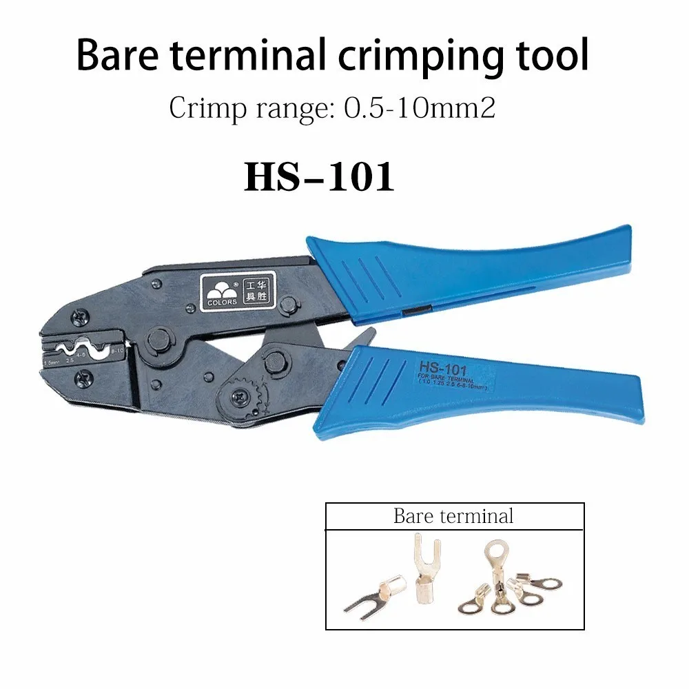 

Crimp Pliers Hs-101 1.5-10mm 15-7awg Multi Hand Tools Uninsulated Ring&spade Terminals Crimping Alicate Replaceable Dies 9 Inch