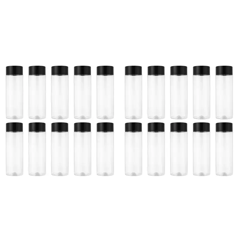 M11K-20Pcs 400Ml/13.5Oz Plastic Juice Bottle Transparent Coarse Cereals Storage Container Beverage Bottle