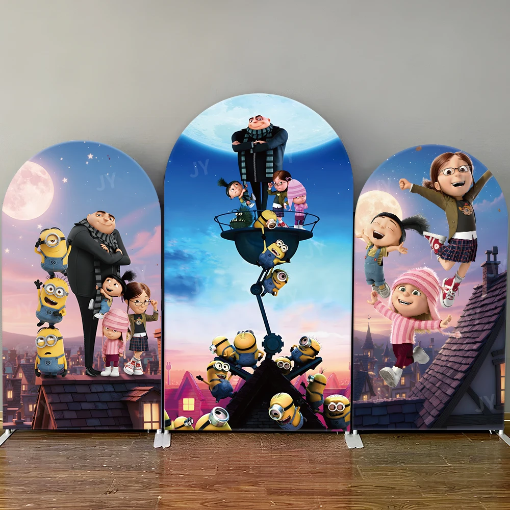

Despicable Me Minions Arch Backdrop Cover Family Themed Party for Kids Birthday, Baby Shower Photo Booth Background Decor