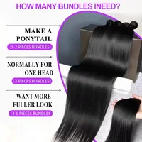 12A Bone Straight Real Human Hair Bundles 30Inch Raw Hair 4 Bundles Indian Hair Weave Extensions For Black Women Nature Black 5
