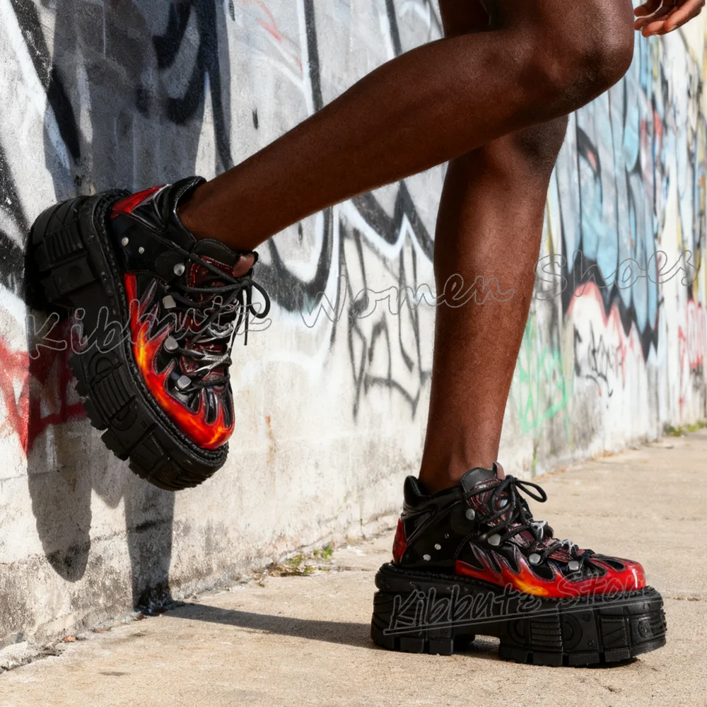 

Леопардовые кроссовки на готической платформе, модная уличная обувь в стиле панк-рок для девочек, кожаная модная лаконичная обувь с круглым носком, увеличивающая рост