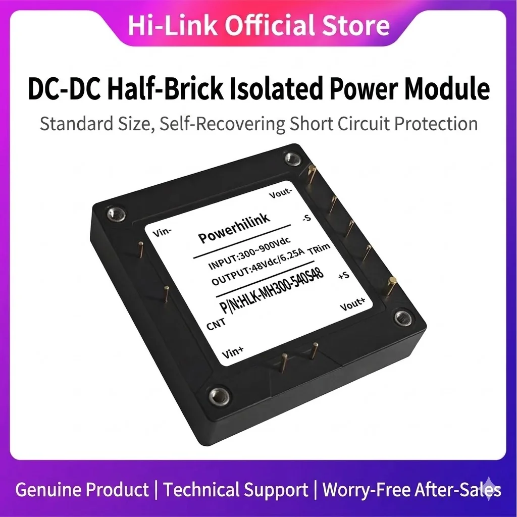 Hi-Link HLK-MH300-540S48 Half Brick DC DC Converter 300-900V to 48V 6.25A 300W Isolated Power Module with Short Circuit Protecti