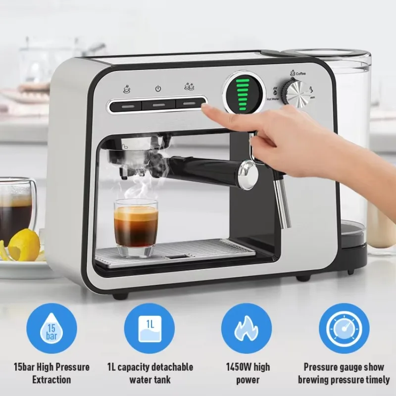 Stainless Steel Automatic Espresso Coffee Maker Commercial Electric Coffee Machine For Shop