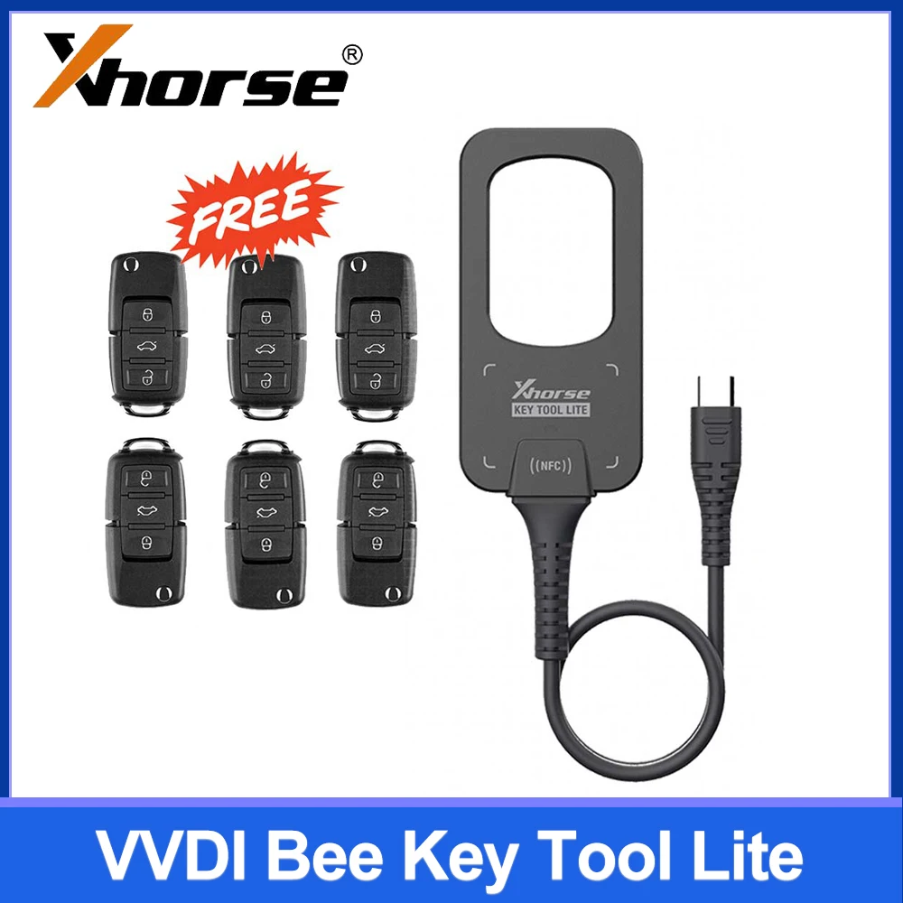 

Xhorse VVDI Bee Key Tool Lite Support Android with Type C Free 6pcs XKB501EN Wired Remotes