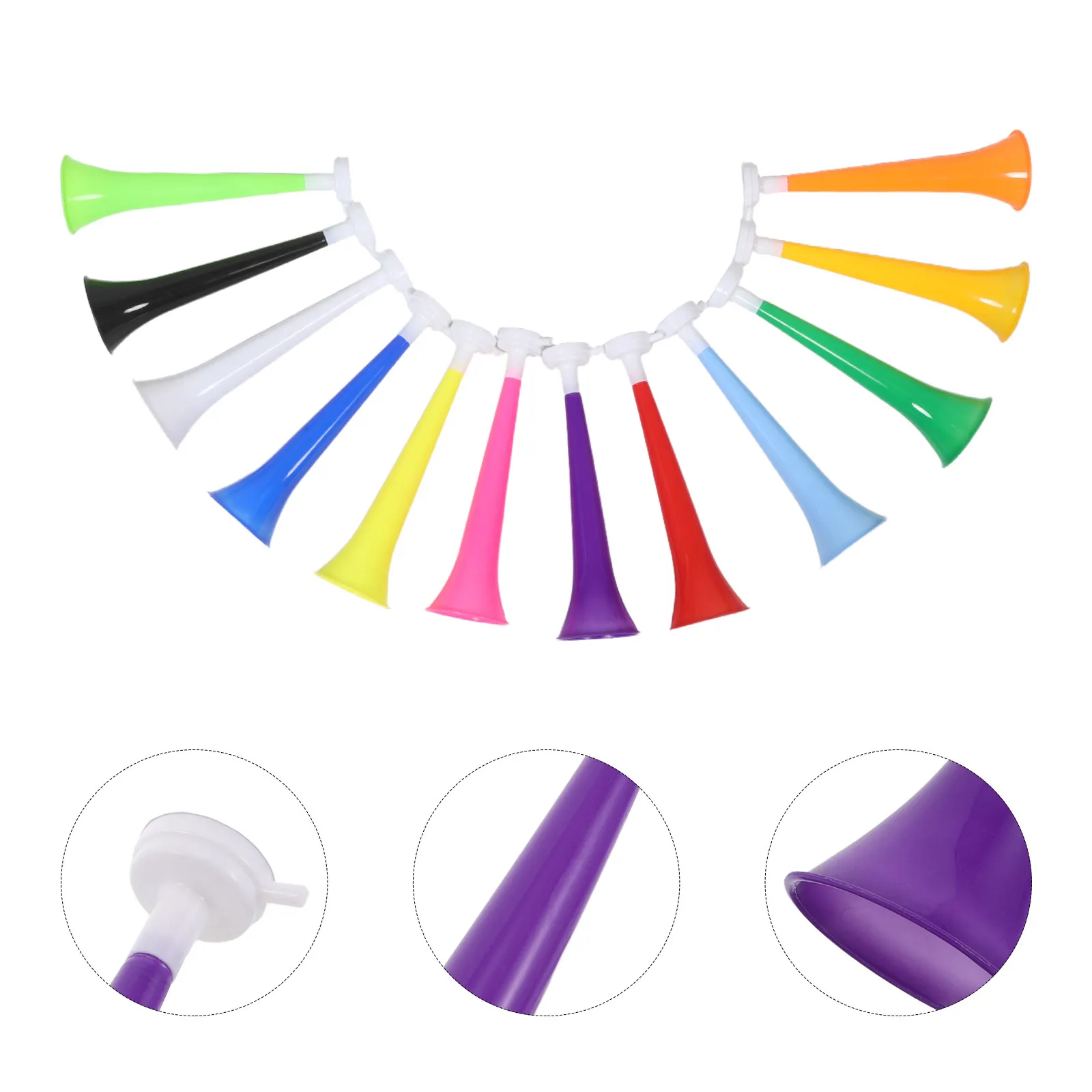 

12Pcs Stadium Noise Horn Plastic Loud Detachable Cheering Trumpets Football Soccer Fans Game Horn Noise Makers