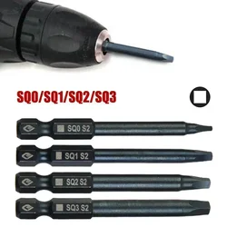 4pcs 65mm SQ0/SQ1/SQ2 Square Screwdriver Bits Set 1/4 Inch Shank Magnetic Screw Driver Electric Screwdriver Bits Hand Tool