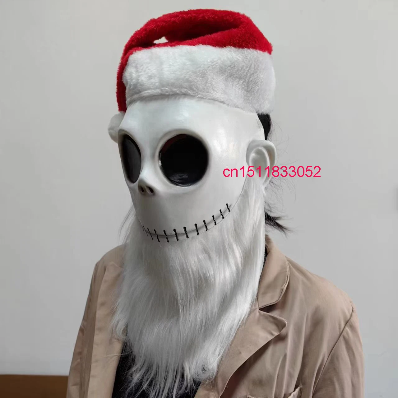 Christmas Hat Nightmare Skull Cosplay Mask Latex Adult Party Mask Props Jack Skellington Costume Ball Halloween XMAS Masks view 3