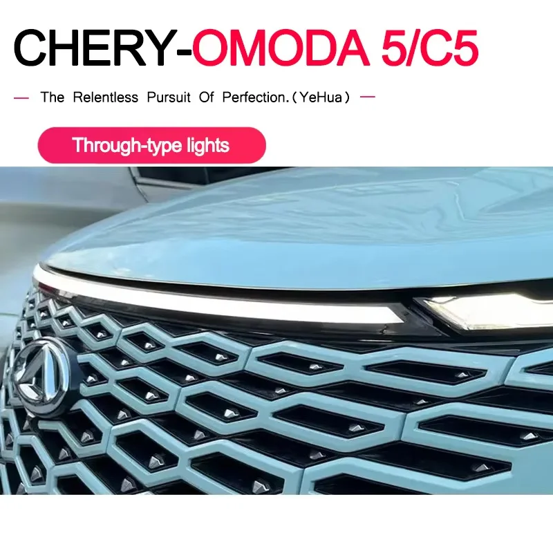 For Chery OMODA 5 C5 2022-2025 Car Full-Width Daytime Running Light Through-type Lights Replacement with cable connector Part