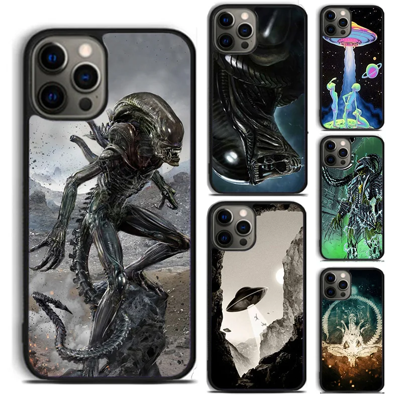 Alien Martian UFO Abstract Art phone Case Cover For iPhone 16 15 14 Plus XR XS apple 16 11 12 13 mini Pro Max coque