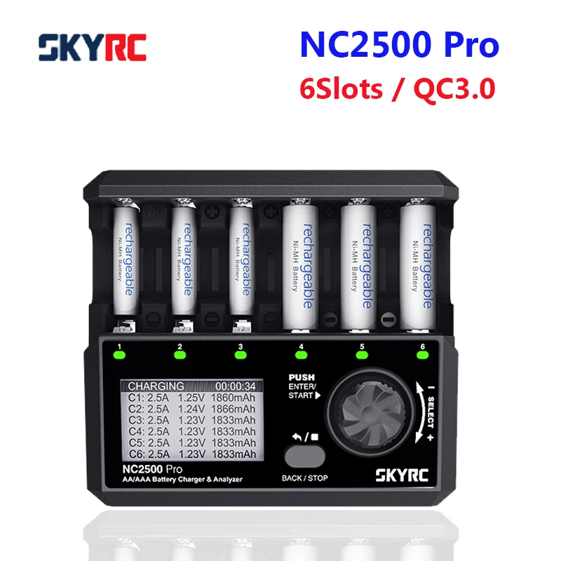 

Skyrc NC2500 Pro NiMH NiCd Rechargeable Batteries Charger with LCD 6 lots Test battery Internal Resistance Fast Charger 3.0