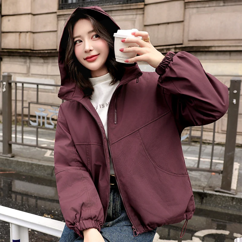 2023 neue Mit Kapuze Baumwolle Jacke Frauen Herbst Winter Verdicken Warme Windjacke Jacke Frau Chic Zipper Up Langarm Parkas Weibliche