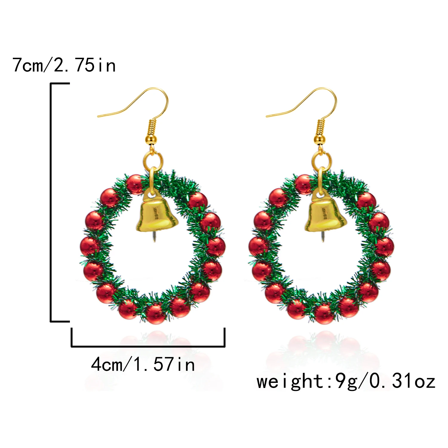Kreative Grüne Farbe Weihnachten Girlande Bogen Glocke Anhänger Ohrringe für Frauen Mode Weihnachten Baum Ohrringe Neue Jahr Ohr Schmuck Geschenk – Detail 19