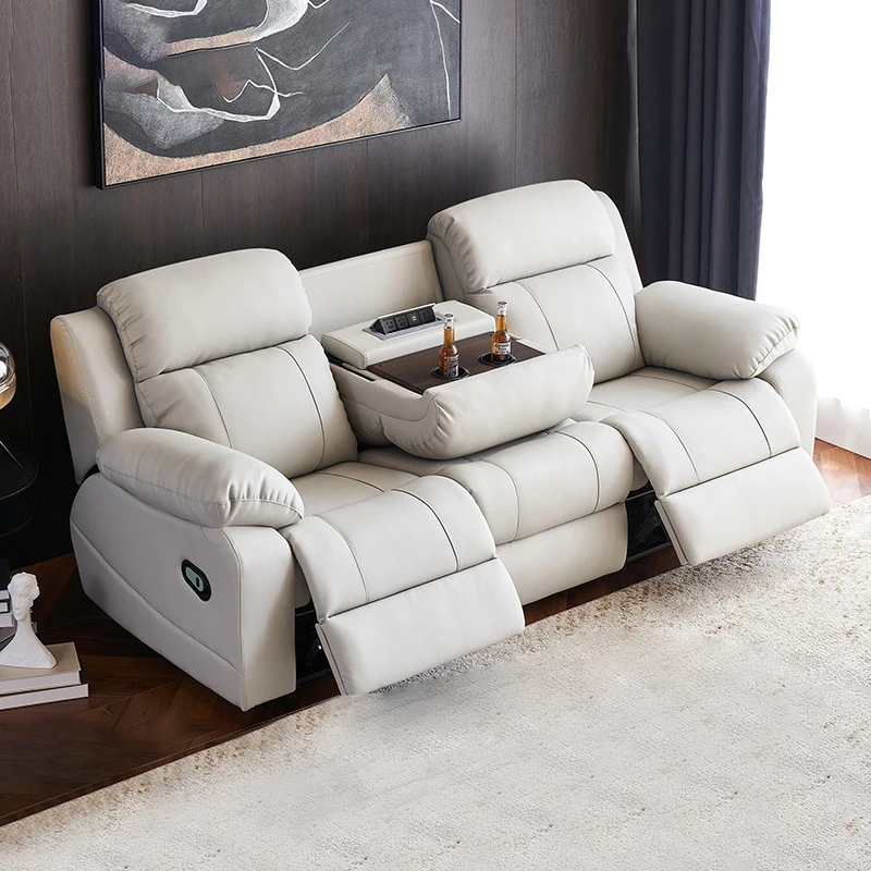 High Performance Space Electric Cabin Leather Sofa Home Cinema Living Room Function Electric Sofa