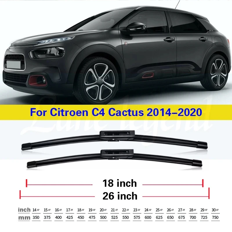 Wiper Front & Rear Wiper Blades Set For Citroen C4 Cactus 2014-2020 2015 2016 2017 2018 Windshield Windscreen Window 26\