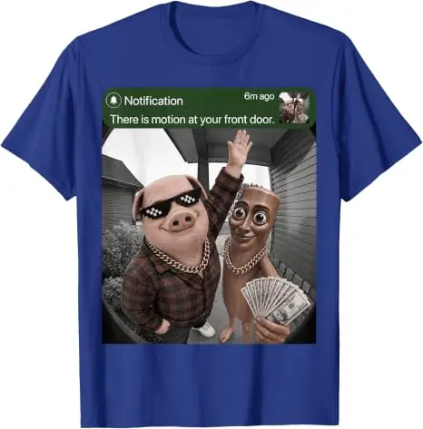 There Is Motion At Your Front Door Tung-Tung-Tung John Pork Money T Shirt Y2k Joke Aesthetic Clothes Personality Cotton T Shirts