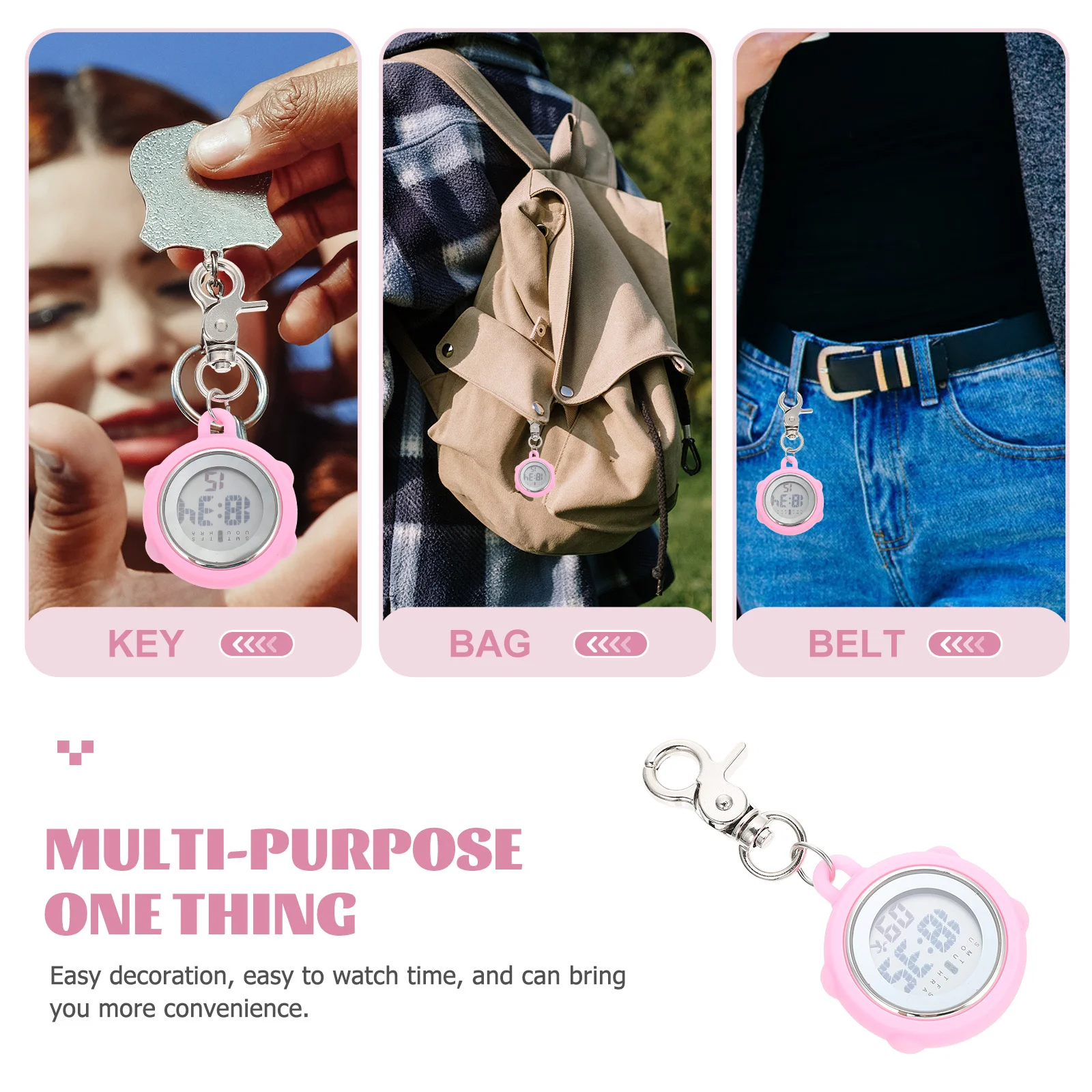 Clip-on Digital Nurse Watch Fob Watch Stainless Steel Silicone Portable Hanging Doctor Nurse School Nursing Student Essentials