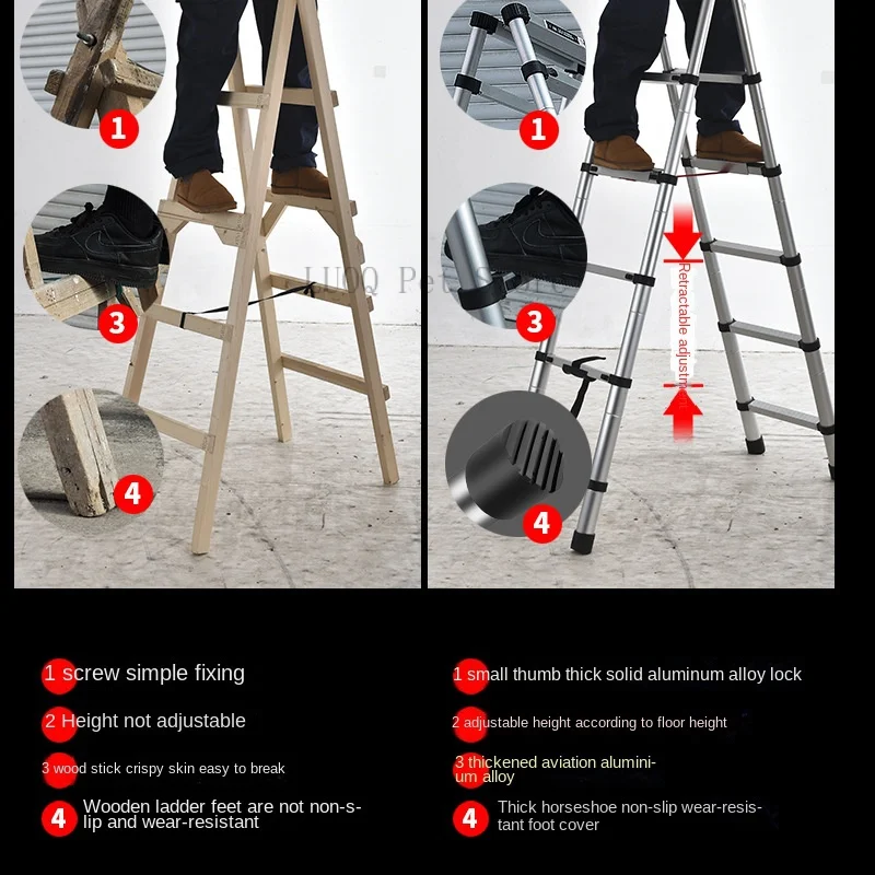 2M 2M Trestle Ladder Multi-function Household Ladder Folding Telescopic Ladder Thickened Engineering Ladder Aluminum Alloy